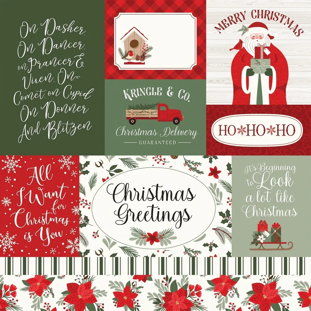 Echo Park Paper Co Christmas Time 12x12 Cardstock Paper Craft Scrapbooking Kit